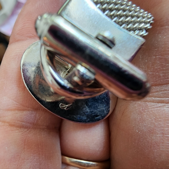 CufflinksVintage Anson cufflinks silver finish base metal, black enamel - Picture 4 of 4